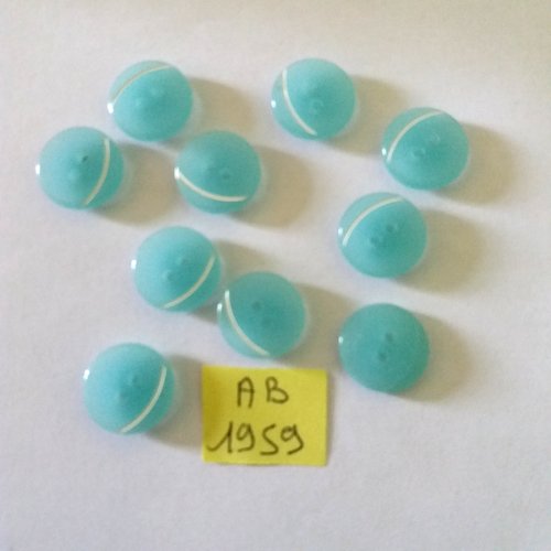 10 boutons en résine bleu et blanc - 15mm - ab1959
