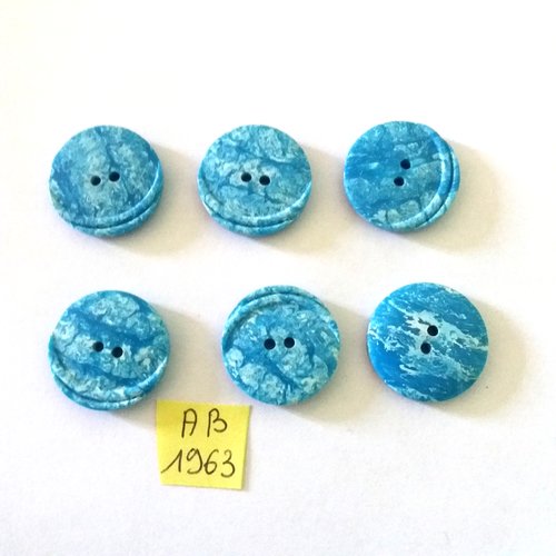 6 boutons en résine bleu - 22mm - ab1963