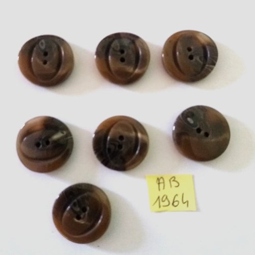 7 boutons en résine marron - 22mm - ab1964