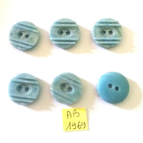 6 boutons en résine bleu - 22mm - ab1969