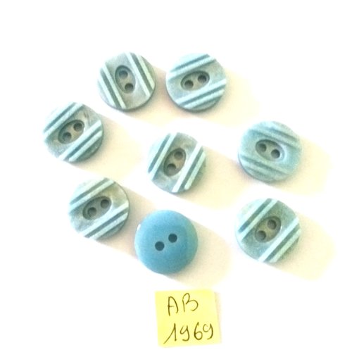 8 boutons en résine bleu - 18mm - ab1969