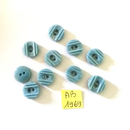 10 boutons en résine bleu - 14mm - ab1969