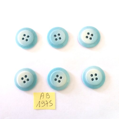 6 boutons en résine bleu - 22mm - ab1975