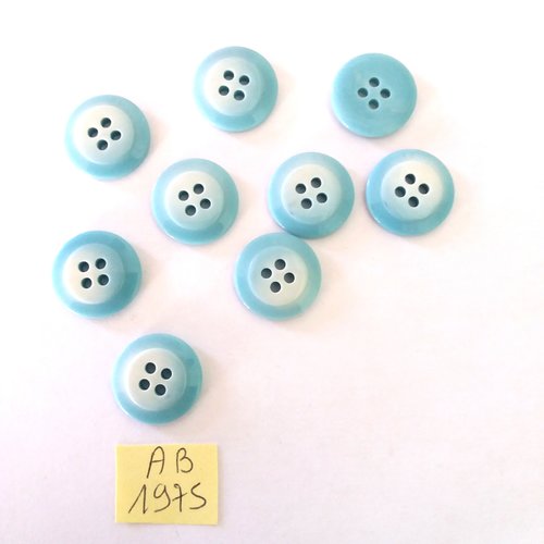 9 boutons en résine bleu - 18mm - ab1975