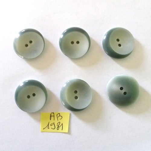 6 boutons en résine bleu - 22mm - ab1981