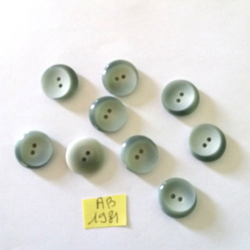 9 boutons en résine bleu - 17mm - ab1981