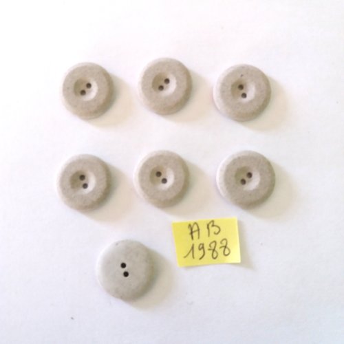 7 boutons en résine gris - 17mm - ab1988
