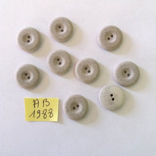 9 boutons en résine gris - 15mm - ab1988