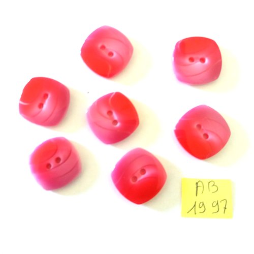 7 boutons en résine rose/fuchsia - 20x20mm - ab1997