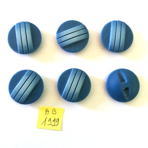 6 boutons en résine bleu - 27mm - ab1999