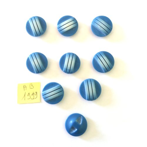 9 boutons en résine bleu - 18mm - ab1999
