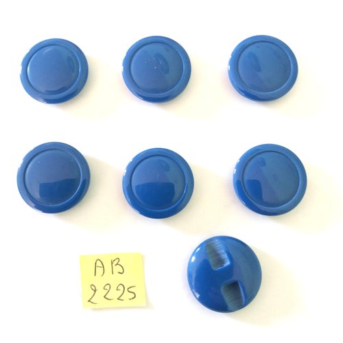 7 boutons en résine bleu - 22mm - ab2225