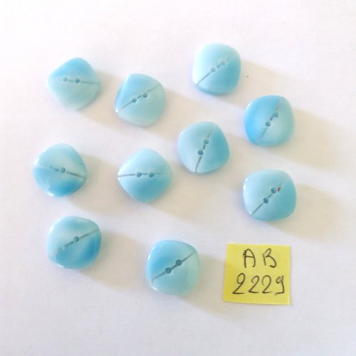 10 boutons en résine bleu ciel - 14x14mm - ab2229