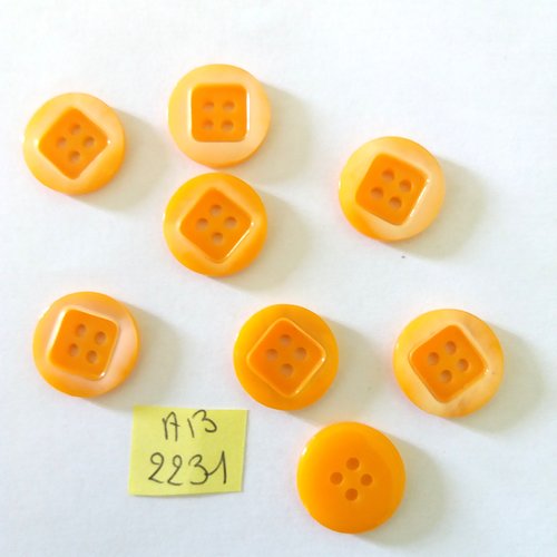 8 boutons en résine orange - 18mm - ab2231
