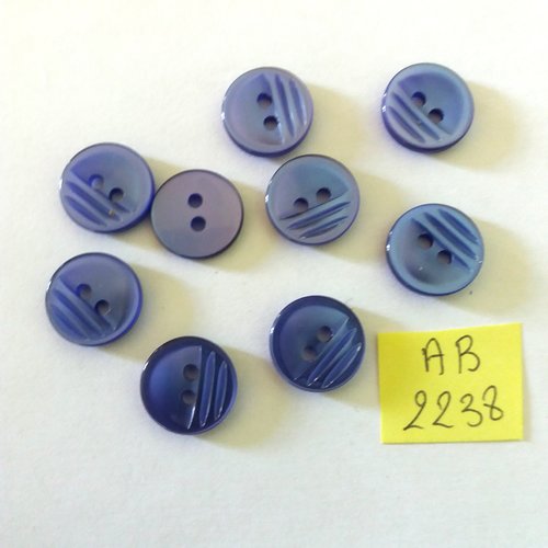 9 boutons en résine bleu - 14mm - ab2238