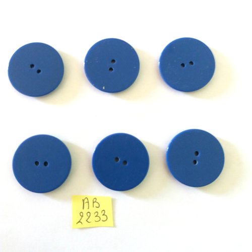 6 boutons en résine bleu - 27mm - ab2233