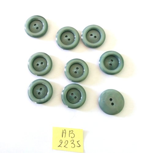 9 boutons en résine vert - 17mm - ab2235