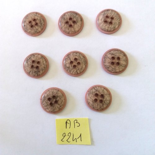 8 boutons en résine gris - 18mm - ab2241
