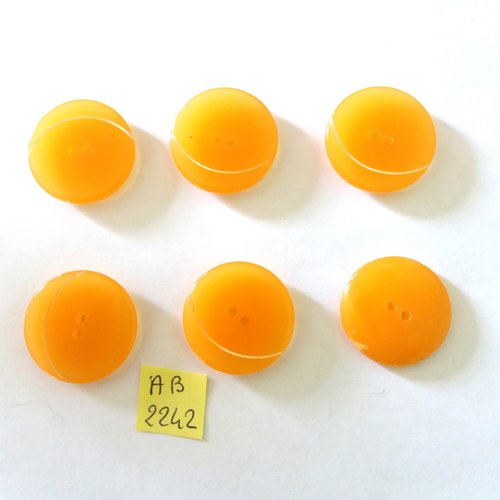 6 boutons en résine orange - 25mm - ab2242