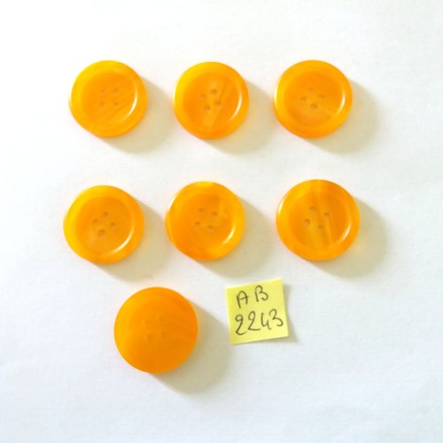 7 boutons en résine orange - 21mm - ab2243