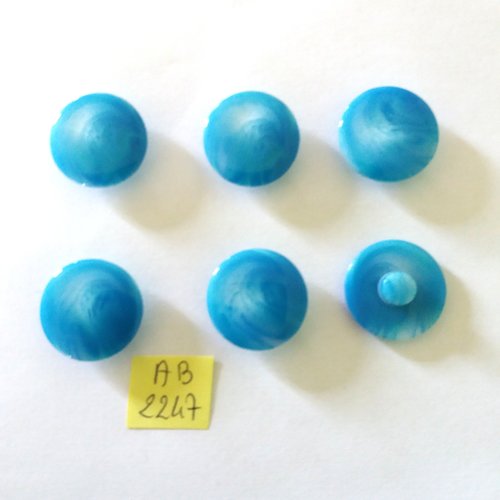 6 boutons en résine bleu - 22mm - ab2247