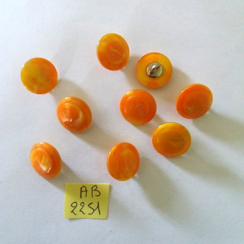 9 boutons en résine orange - 15mm - ab2251