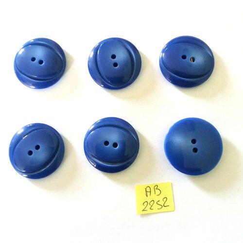 6 boutons en résine bleu - 27mm - ab2252