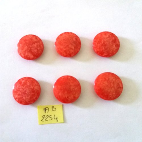 6 boutons en résine rouge clair - 22mm - ab2254