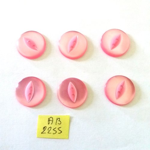 6 boutons en résine rose - 19mm - ab2255