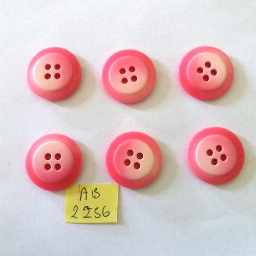6 boutons en résine rose - 22mm - ab2256