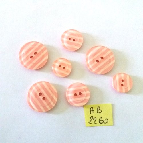 7 boutons en résine rose et blanc -18mm et 14mm - ab2260