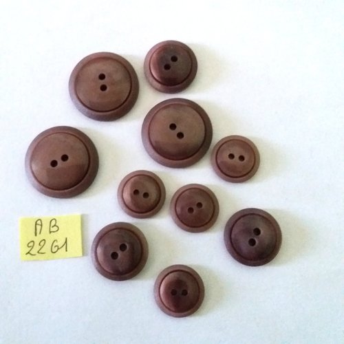 10 boutons en résine marron - 23mm 17mm et 15mm - ab2261