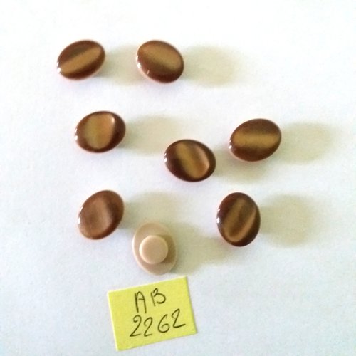 8 boutons en résine marron et beige - 10x13mm - ab2262