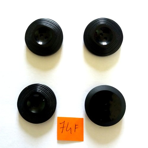 4 boutons en résine noir - 26mm - 74f