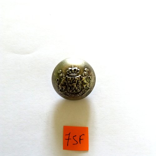 1 bouton en métal argenté - un blason - 27mm - 75f