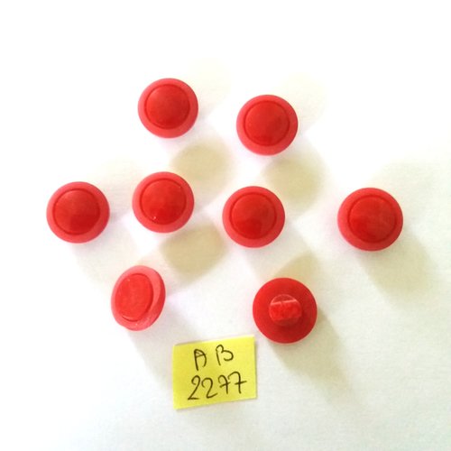 8 boutons en résine rouge - 15mm - ab2277