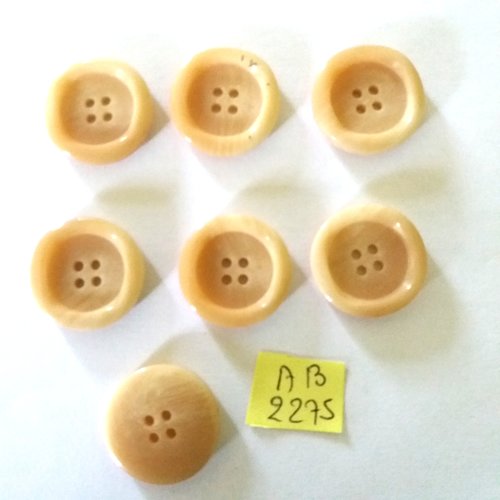 7 boutons en résine beige - 22mm - ab2275