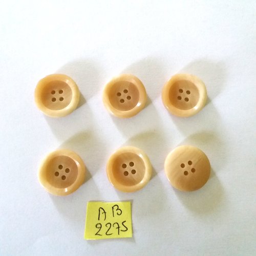 6 boutons en résine beige - 18mm - ab2275