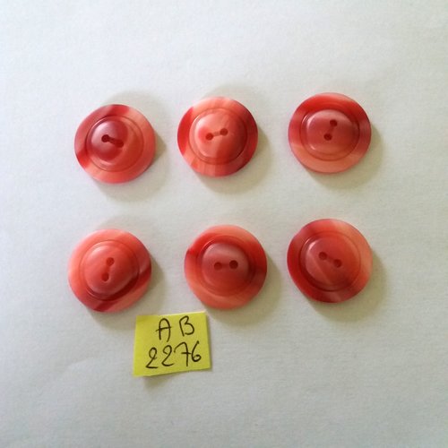 6 boutons en résine rose/fuchsia - 20mm - ab2276