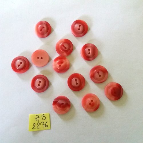 13 boutons en résine rose/fuchsia - 15mm - ab2276