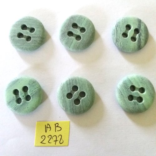 6 boutons en résine bleu/vert - 22mm - ab2278