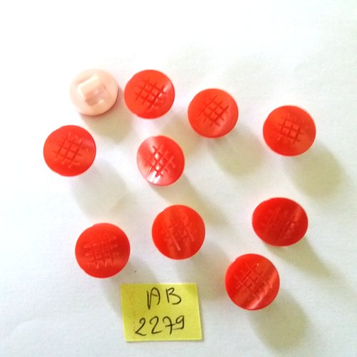 10 boutons en résine rouge et rose - 14mm - ab2279