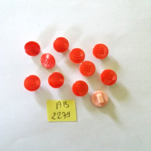 11 boutons en résine rouge et rose - 10mm - ab2279