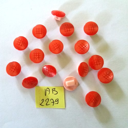 15 boutons en résine rouge et rose - 11mm - ab2279
