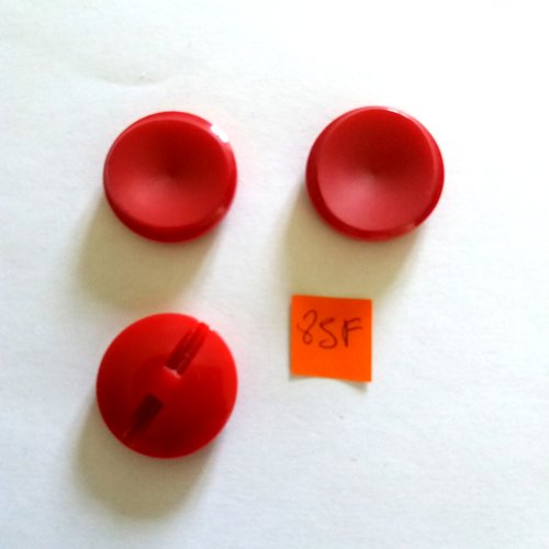 3 boutons en résine rouge - 26mm - 85f