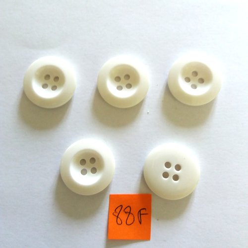 5 boutons en résine blanc - 20mm - 88f