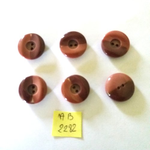 6 boutons en résine marron - 18mm - ab2282