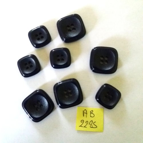 8 boutons en résine bleu foncé - 19x19mm et 15x15mm - ab2285