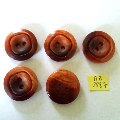 5 boutons en résine marron - 30mm - ab2287