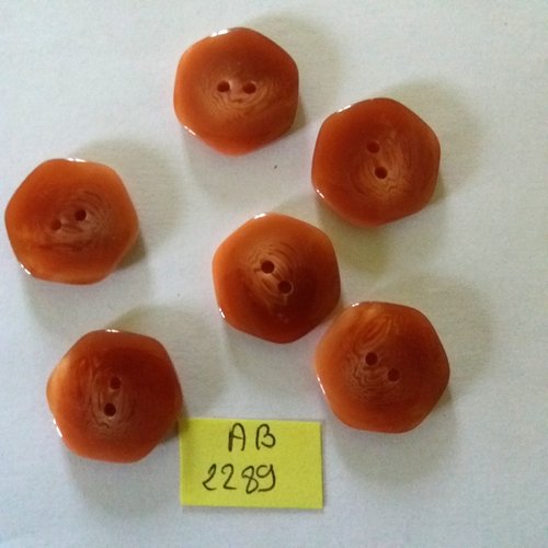 6 boutons en résine marron - 21mm - ab2289